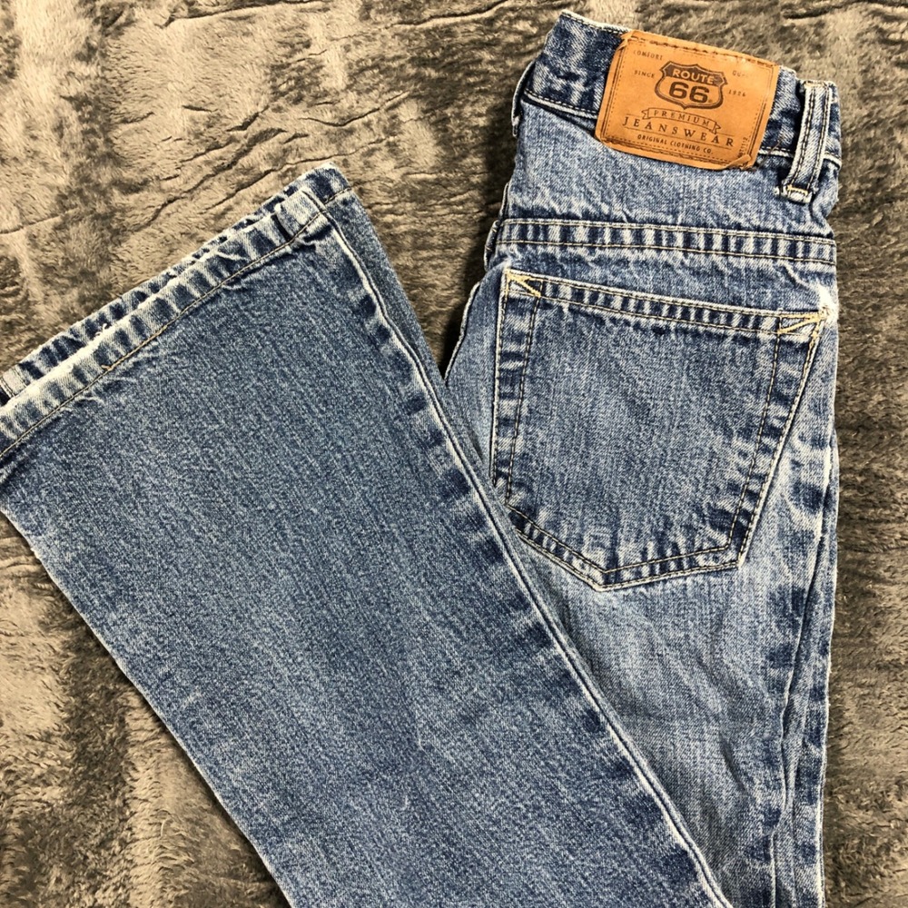 Route 66 Denim Jeans Kids Size 7 Slim Blue‎ Straight Leg 100% Cotton